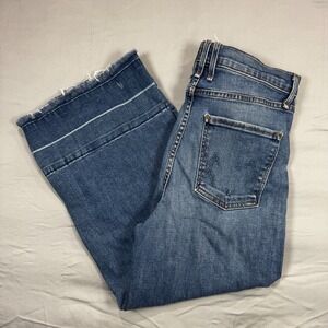 MCGUIRE Denim Cropped Wide Leg Jeans Frayed Hem Women's 26 Boho USA Made